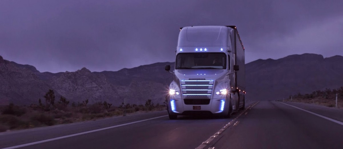 Commercial Truck at Night