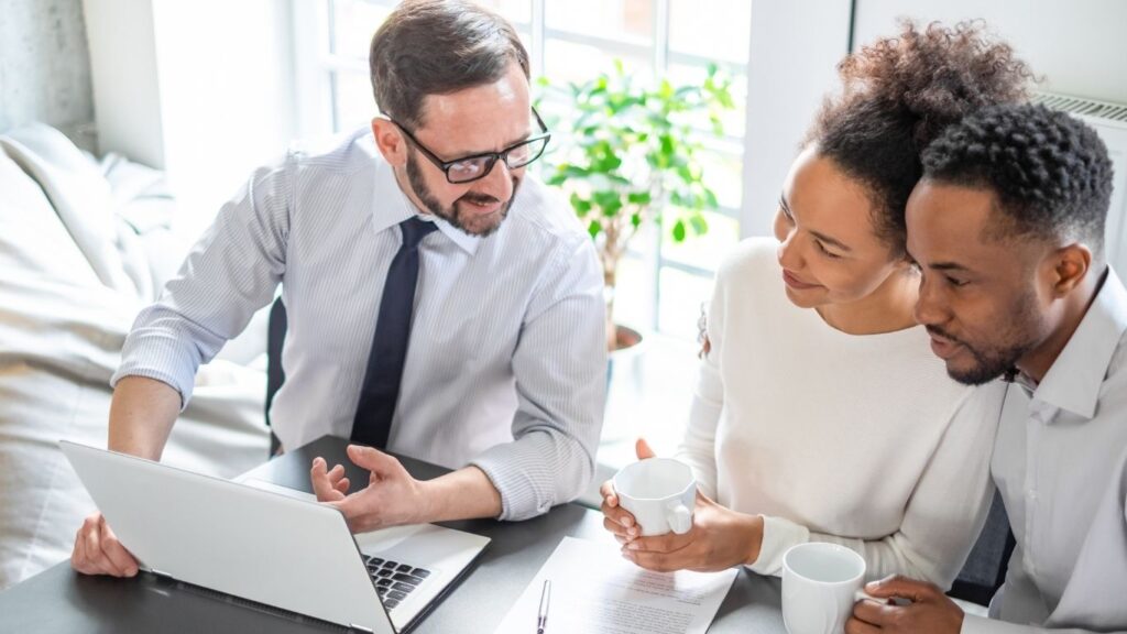 lawyer talking to clients