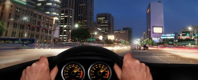 night driving through the city