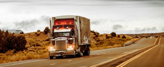 Truck driving down highway