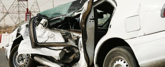 Smashed up car from accident