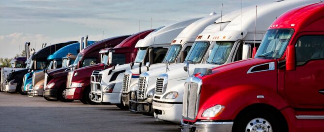 Trucks lined up beside eachother