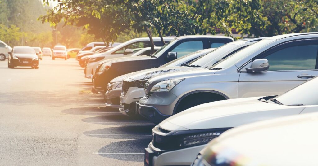 Parking lot with cars