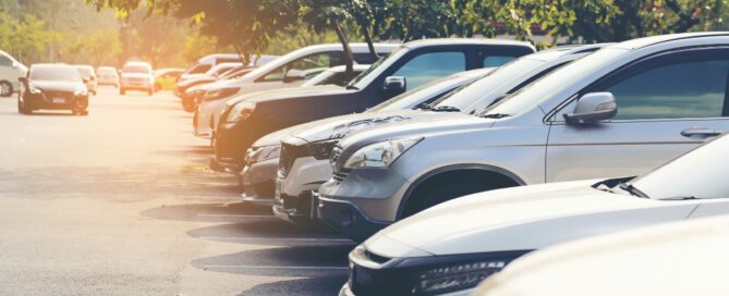 Parking lot with cars